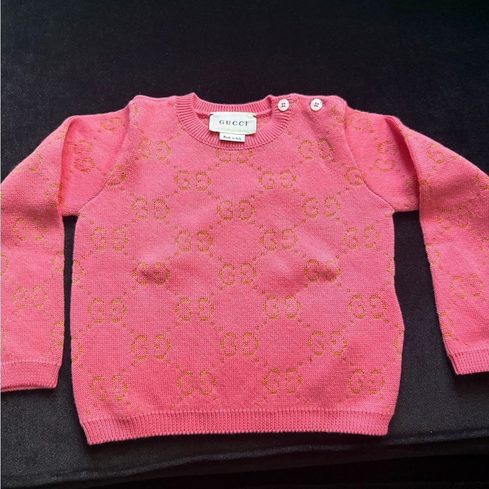 Brand new baby Gucci Pink Sweater with GG logo  9/12 months